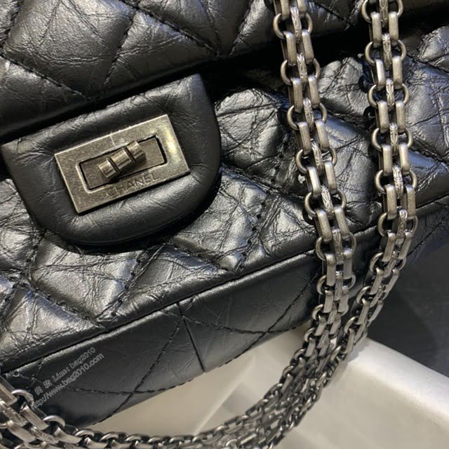 Chanel女包 37587# Chanel經典復古大象紋牛皮口蓋鏈包 方扣系列 Chanel鏈條單肩斜挎包  djc3984